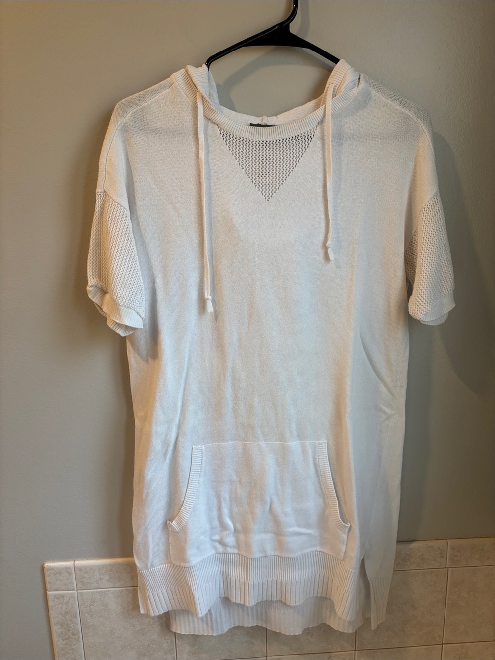Tommy Bahama White Short Sleeve Hooded Tunic swim coverup size S